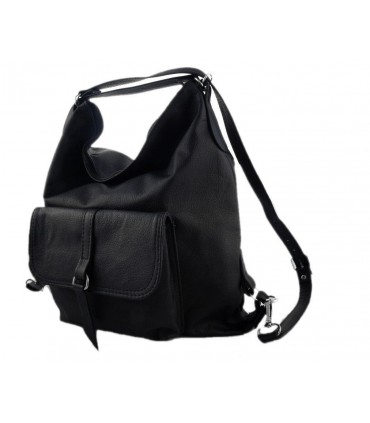 Skórzana czarna torebka/plecak/worek