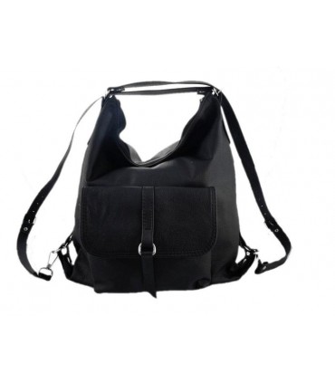 Skórzana czarna torebka/plecak/worek