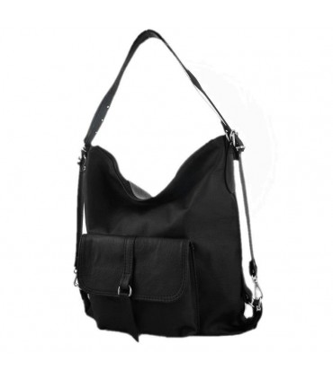 Skórzana czarna torebka/plecak/worek