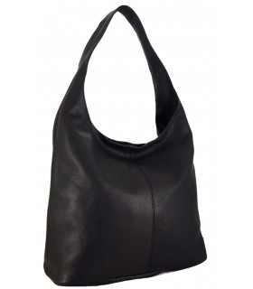 Handbag Leather black bag, soft natural leather, zippered