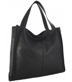 Black Leather Tote Bag, Leather Shoulder Shopper, Large Leather Tote Bag