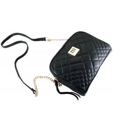 Monnari Czarna Torebka Listonoszka Pikowana z Łańcuszkiem