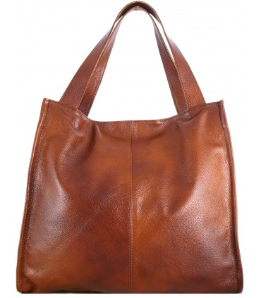Torebka skórzana Aktówka Shopper Skóra naturalna Brązowo-ruda