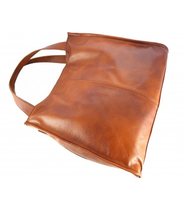 Torebka skórzana Aktówka Shopper Skóra naturalna Brązowo-ruda