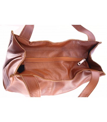Torebka skórzana Aktówka Shopper Skóra naturalna Brązowo-ruda