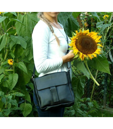 Skórzana Czarna torebka Listonoszka Skóra Naturalna