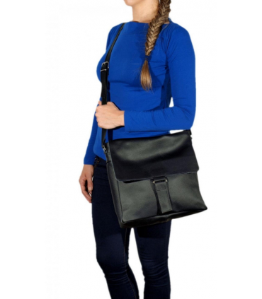 Skórzana Czarna torebka Listonoszka Skóra Naturalna