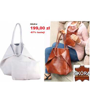 copy of Skórzana Granatowa torebka 2w1 z kosmetyczką