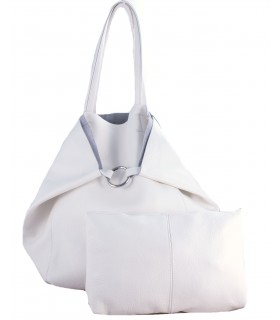 Skórzana Biała torebka 2w1 z kosmetyczką