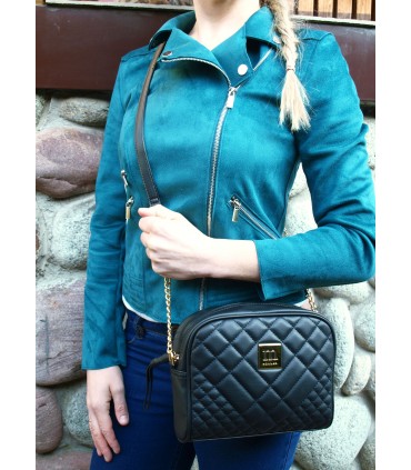 Monnari Czarna Torebka Listonoszka Pikowana z Łańcuszkiem