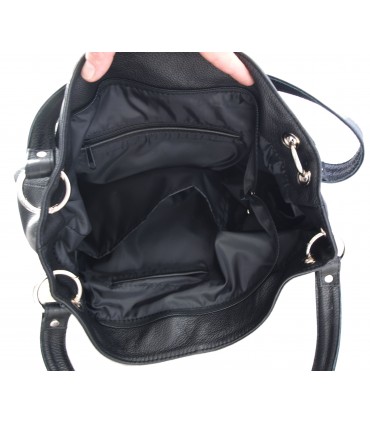 Torebka skórzana Worek Shopper Skóra naturalna Czarna