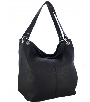 Torebka skórzana Worek Shopper Skóra naturalna Czarna