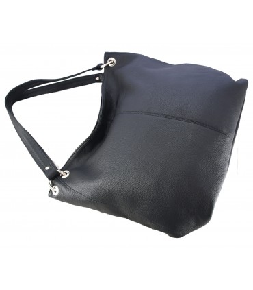 Torebka skórzana Worek Shopper Skóra naturalna Czarna