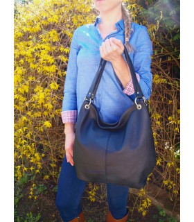 Torebka skórzana Worek Shopper Skóra naturalna Czarna