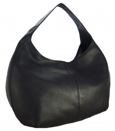 Torebka skórzana Worek Shopper Skóra naturalna Czarny