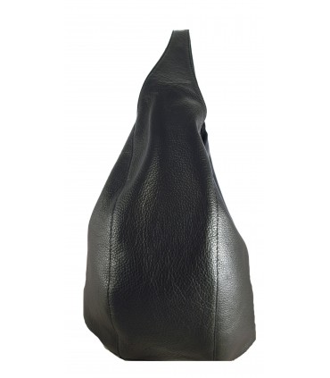 Torebka skórzana Worek Shopper Skóra naturalna Czarny