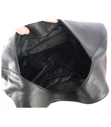 Torebka skórzana Worek Shopper Skóra naturalna Czarny