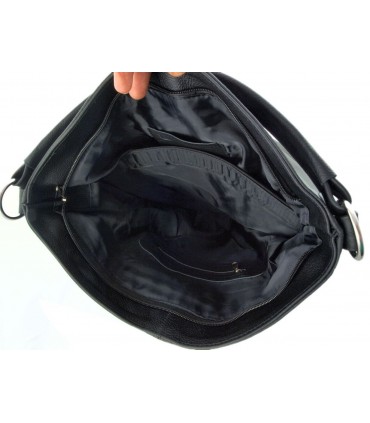 Black leather handbag / bag / crossbody bag