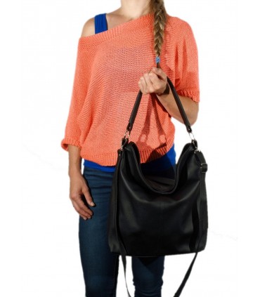 Black leather handbag / bag / crossbody bag