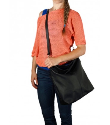 Black leather handbag / bag / crossbody bag