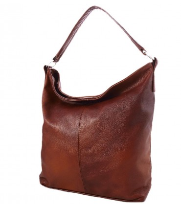 Skórzana brązowo-ruda torebka/worek/listonoszka