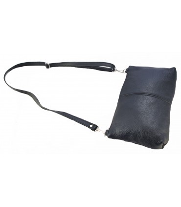 Skórzana  Torebka Worek Listonoszka 2w1 z kosmetyczką  Czarna