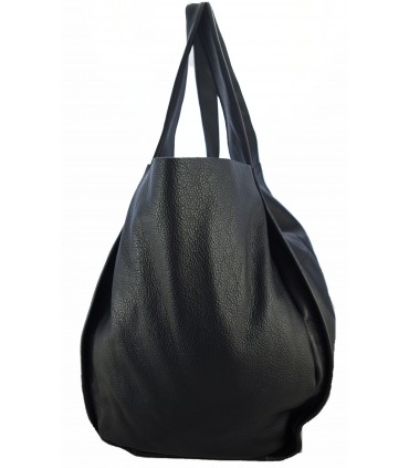 Skórzana  Torebka Worek Listonoszka 2w1 z kosmetyczką  Czarna