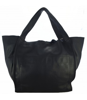 Skórzana  Torebka Worek Listonoszka 2w1 z kosmetyczką  Czarna