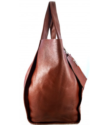 Skórzana  Torebka Worek Listonoszka 2w1 z kosmetyczką  Brązowo-rudy