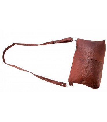 Skórzana  Torebka Worek Listonoszka 2w1 z kosmetyczką  Brązowo-rudy