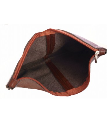 Skórzana  Torebka Worek Listonoszka 2w1 z kosmetyczką  Brązowo-rudy