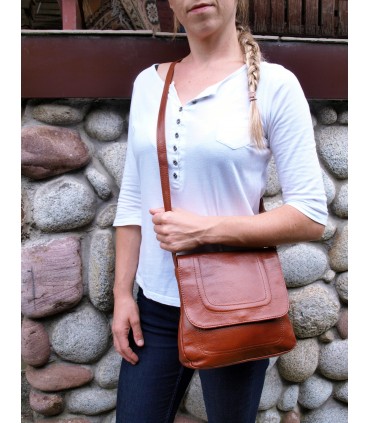 copy of Skórzana Torebka Listonoszka Granatowa z Paskiem azteckim