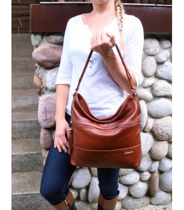 copy of Skórzana czarna torebka/worek z blaszką