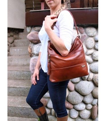 copy of Skórzana czarna torebka/worek z blaszką