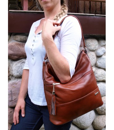 copy of Skórzana czarna torebka/worek z blaszką