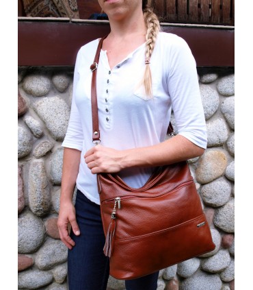 copy of Skórzana czarna torebka/worek z blaszką