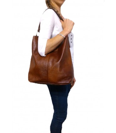 Leather brown, cognac handbag / bag / crossbody bag