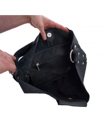 Skórzana czarna torebka/worek/listonoszka
