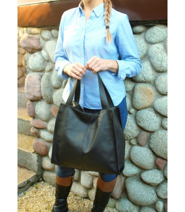 copy of Black Leather Tote Bag, Leather Shoulder Shopper, Large Leather Tote Bag