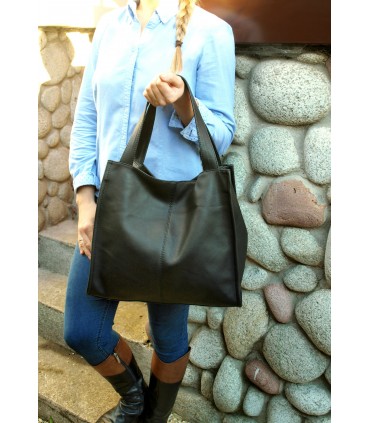 copy of Black Leather Tote Bag, Leather Shoulder Shopper, Large Leather Tote Bag