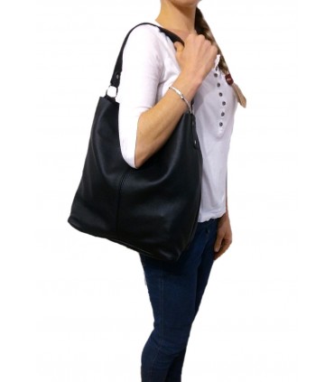 Skórzana czarna torebka/worek/listonoszka