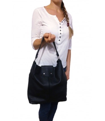 Skórzana czarna torebka/worek/listonoszka