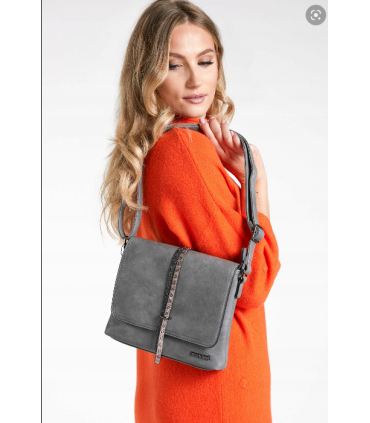 Monnari handbag made in Poland Gray handbag with jewelery, crossbody bag