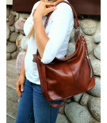 Braunes Leder Geldbörse / Sack / Messenger Bag mit Fransen und Geldbörse