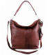 Brown, Cognac leather handbag / bag / crossbody bag with a fringe and a wallet