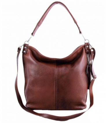 Brown, Cognac leather handbag / bag / crossbody bag with a fringe and a wallet
