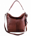 Brown, Cognac leather handbag / bag / crossbody bag with a fringe and a wallet