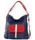 Leather navy blue handbag / backpack / sack