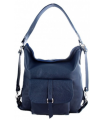 Leather navy blue handbag / backpack / sack