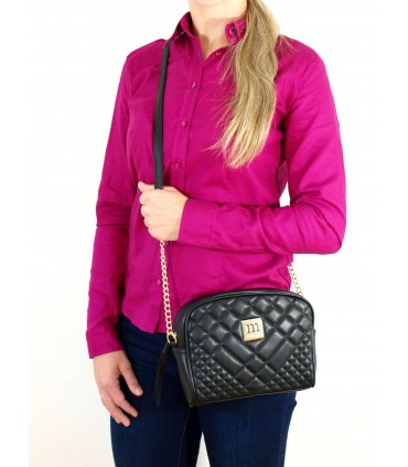 Monnari Czarna Torebka Listonoszka Pikowana z Łańcuszkiem